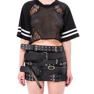 Kiki Riki Watch Out leather belted skirt